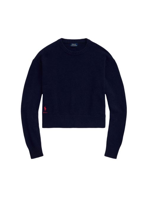 Maglia da donna in misto lana, girocollo, color navy POLO RALPH LAUREN | 211914515004